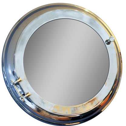 Miroir d'appoint rond en aluminium argenté de 21 po