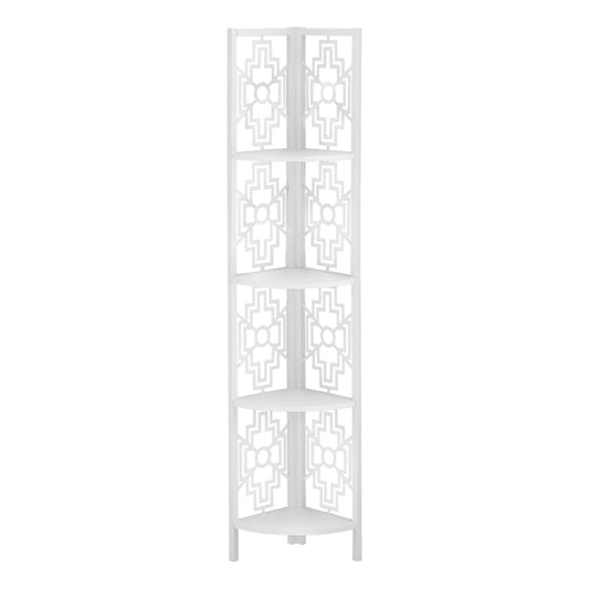 62" White Metal Corner Bookcase