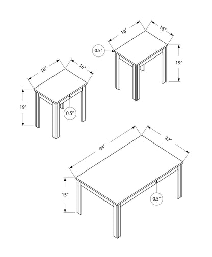 Ensemble de trois tables basses taupe de 44 po