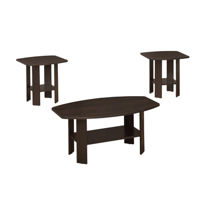 Ensemble de trois tables basses marron de 36 po avec étagère