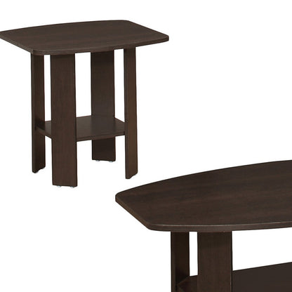 Ensemble de trois tables basses marron de 36 po avec étagère