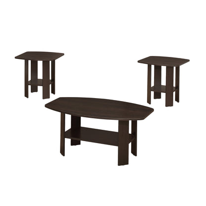 Ensemble de trois tables basses marron de 36 po avec étagère