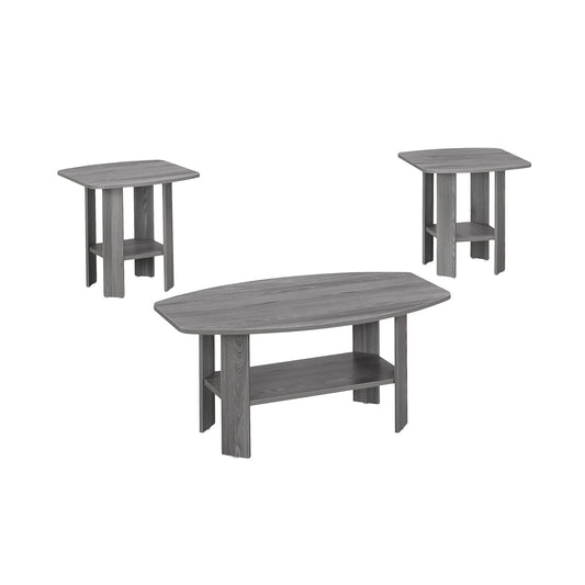 Ensemble de trois tables basses grises de 36 po avec étagère