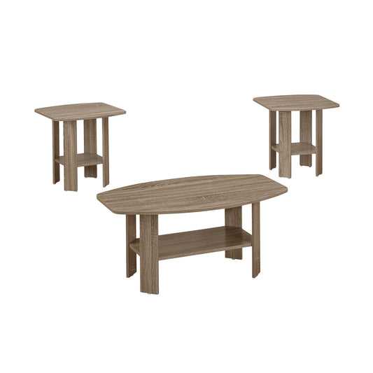 Ensemble de trois tables basses taupe de 36 po avec étagère