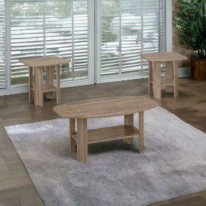 Ensemble de trois tables basses taupe de 36 po avec étagère