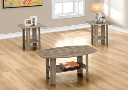 Ensemble de trois tables basses taupe de 36 po avec étagère