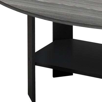 Ensemble de trois tables basses grises et noires de 36 po avec étagère