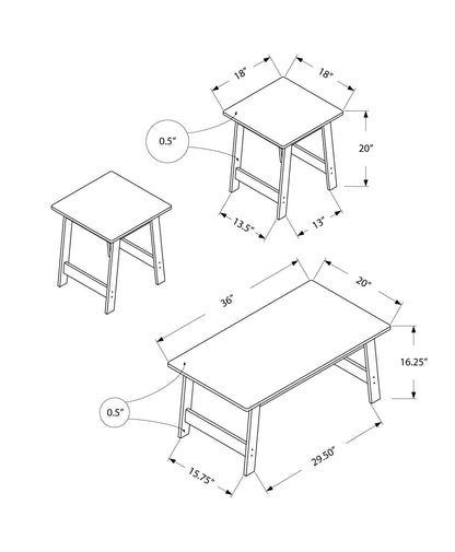 Ensemble de trois tables basses espresso de 36 po