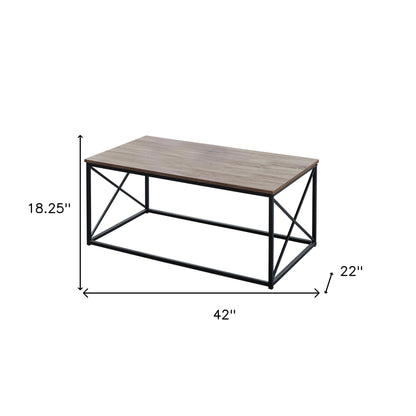 Ensemble de trois tables basses en métal beige et noir de 42 po