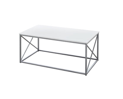 Ensemble de trois tables basses en métal blanc et argent de 42 po