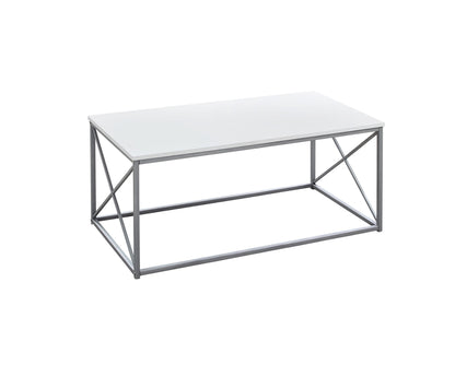 Ensemble de trois tables basses en métal blanc et argent de 42 po