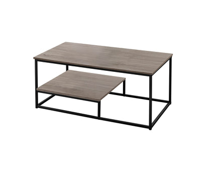 Ensemble de trois tables basses en métal taupe et noir de 42 po avec étagère