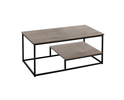 Ensemble de trois tables basses en métal taupe et noir de 42 po avec étagère