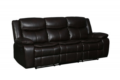 86" Brown Faux Leather Sofa With Black Legs