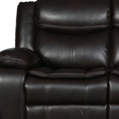 86" Brown Faux Leather Sofa With Black Legs