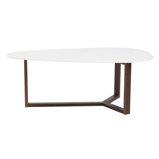 Table basse triangulaire en bois blanc et marron de 48 po