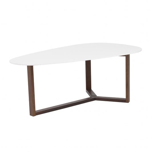 Table basse triangulaire en bois blanc et marron de 48 po