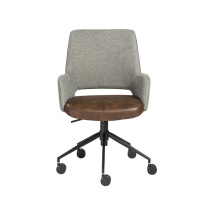 Gray Brown and Black Adjustable Swivel Fabric Rolling Office Chair