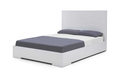 Lit plateforme Queen contemporain blanc