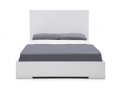 Lit plateforme Queen contemporain blanc