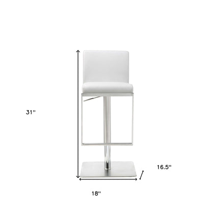 20 " White And Silver Stainless Steel Bar Chair