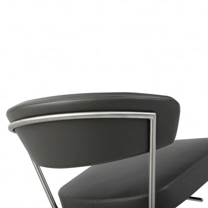 Chaise de bar en acier inoxydable noir et argent de 20 po