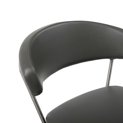 Chaise de bar en acier inoxydable noir et argent de 20 po