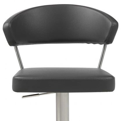 Chaise de bar en acier inoxydable noir et argent de 20 po