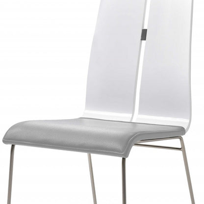 Chaise de salle à manger rembourrée en similicuir gris et argent