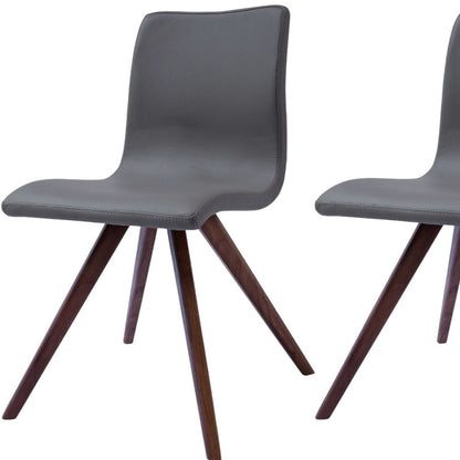 Set of Two Gray And Brown Metal Dining Side Chairs