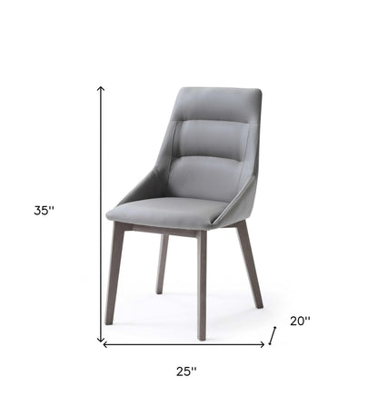 Ensemble de deux chaises de salle à manger rembourrées en similicuir gris