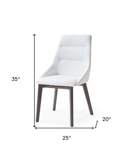 Ensemble de deux chaises de salle à manger rembourrées en similicuir blanc et gris