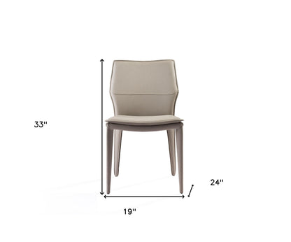 Ensemble de deux chaises de salle à manger rembourrées en similicuir taupe