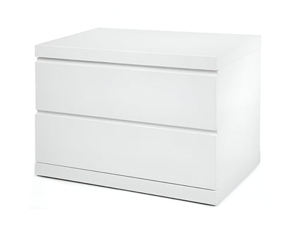 20" White Two Drawer Glossy Finish Nightstand