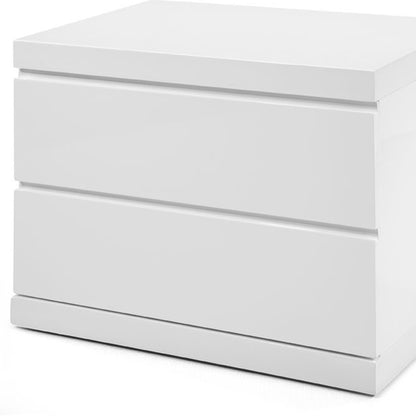 18" White Two Drawers Nightstand