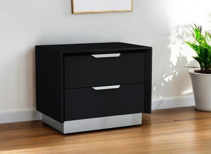 21" Black Two Drawers Nightstand