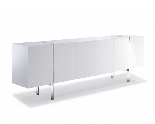 95" White Stainless Steel Solid Console Table