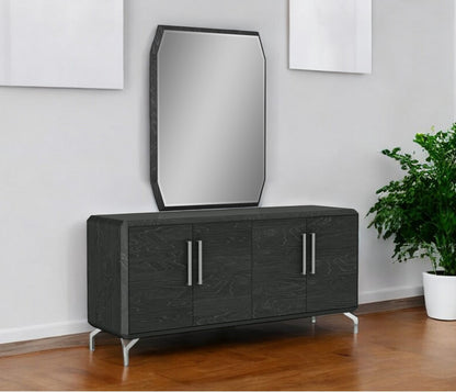 71" Gray Stainless Steel Solid Console Table