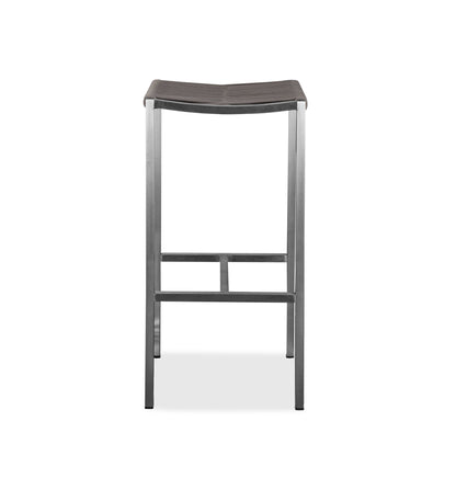 Ensemble de quatre chaises de bar sans dossier en acier inoxydable marron et argent de 28 po