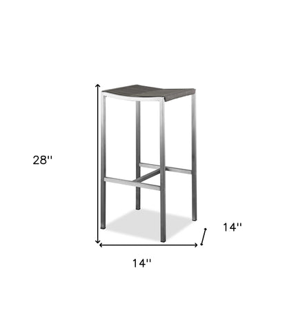 Ensemble de quatre chaises de bar sans dossier en acier inoxydable marron et argent de 28 po