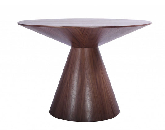 47" Brown Rounded Solid Wood Pedestal Base Dining Table