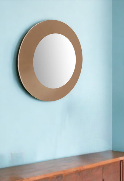 Miroir d'appoint rond encadré doré de 47 po