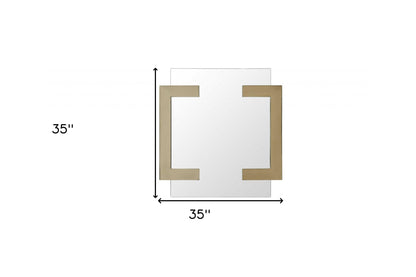 Miroir d'appoint abstrait en métal doré de 35 po