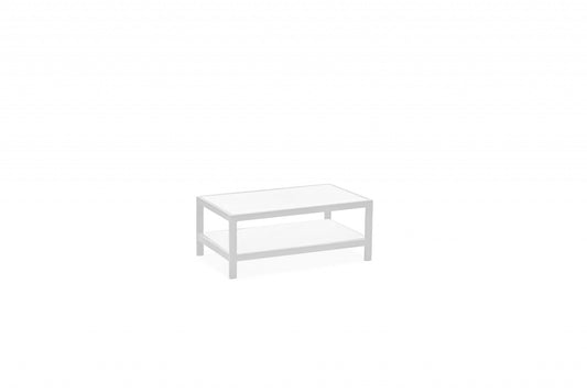 Table basse en aluminium blanc de 35 po avec étagère