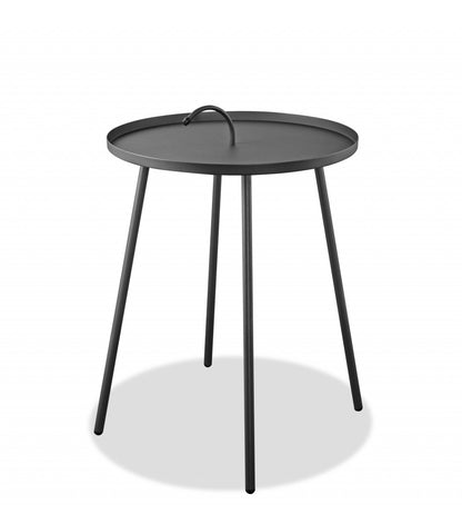 Table d'appoint ronde en acier inoxydable gris de 25 po