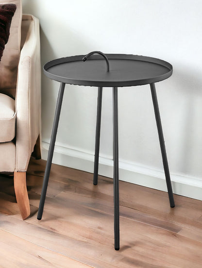 Table d'appoint ronde en acier inoxydable gris de 25 po