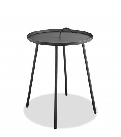 Table d'appoint ronde en acier inoxydable gris de 25 po