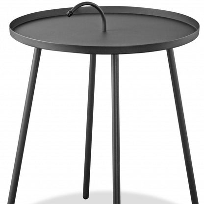 Table d'appoint ronde en acier inoxydable gris de 25 po