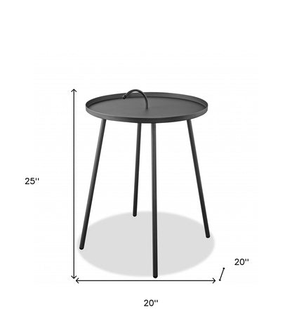 Table d'appoint ronde en acier inoxydable gris de 25 po