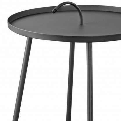 Table d'appoint ronde en acier inoxydable gris de 25 po